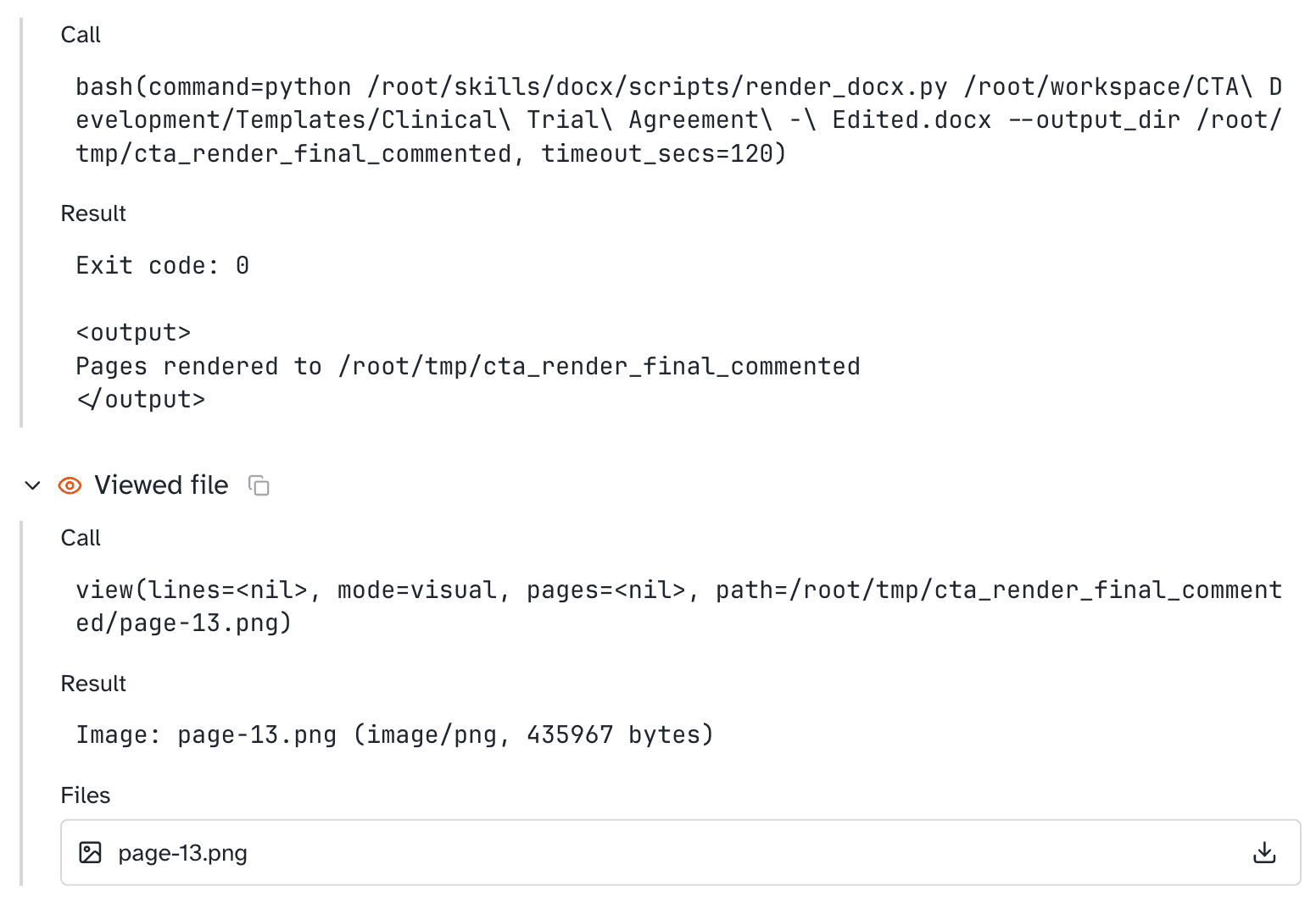 Agent screenshots a page it just edited to confirm its layout.
