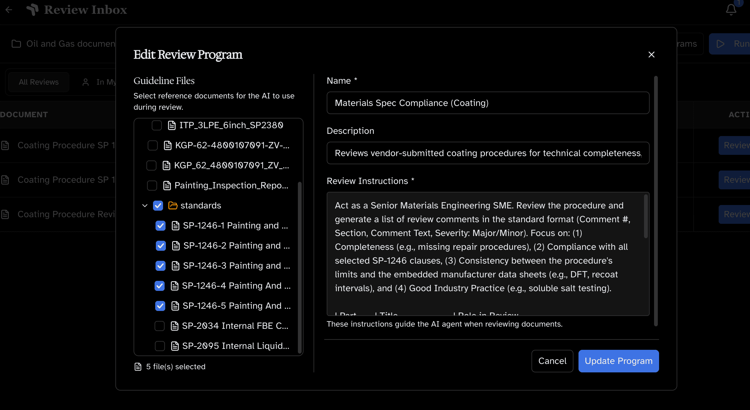 Standards mapping UI